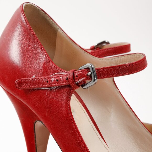 Prada Red Patent Leather Mary Jane Platform Pumps - Picture 7 of 10
